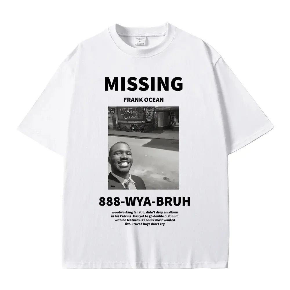 Rapper Frank Missing Graphic T Shirt Hip Hop Ocean Blond Album Summer Casual Tee Unisex O Neck Tops