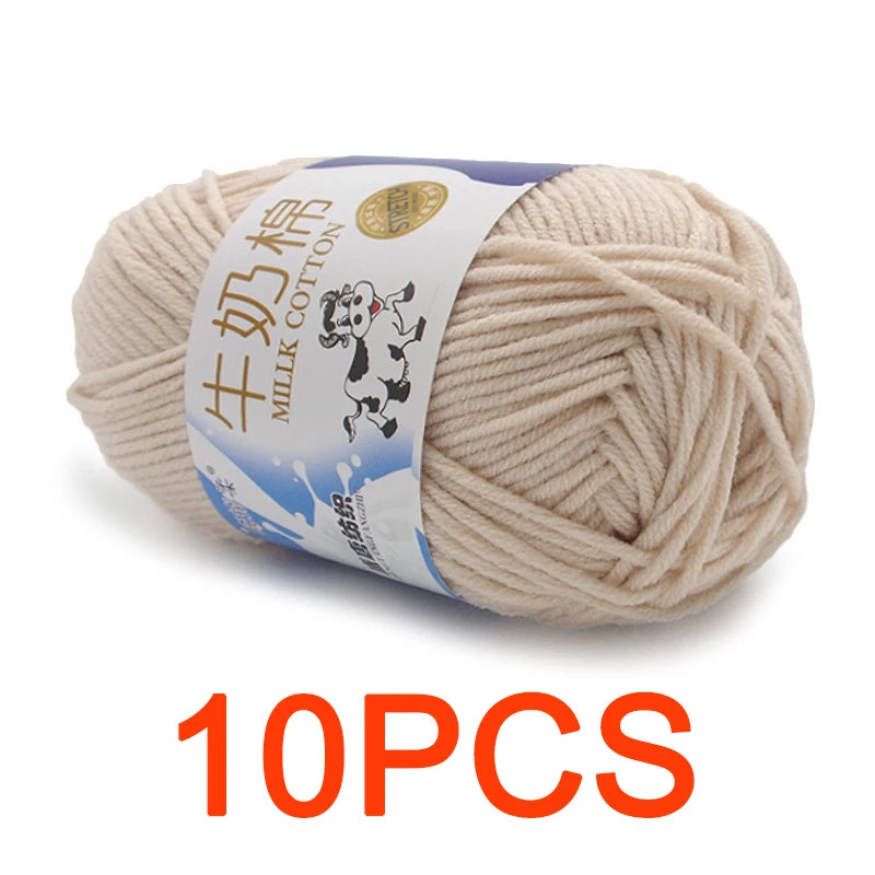 10 Pieces Milk Cotton Knitting Yarn Soft Warm Yarn for Hand Knitting and Crochet Projects