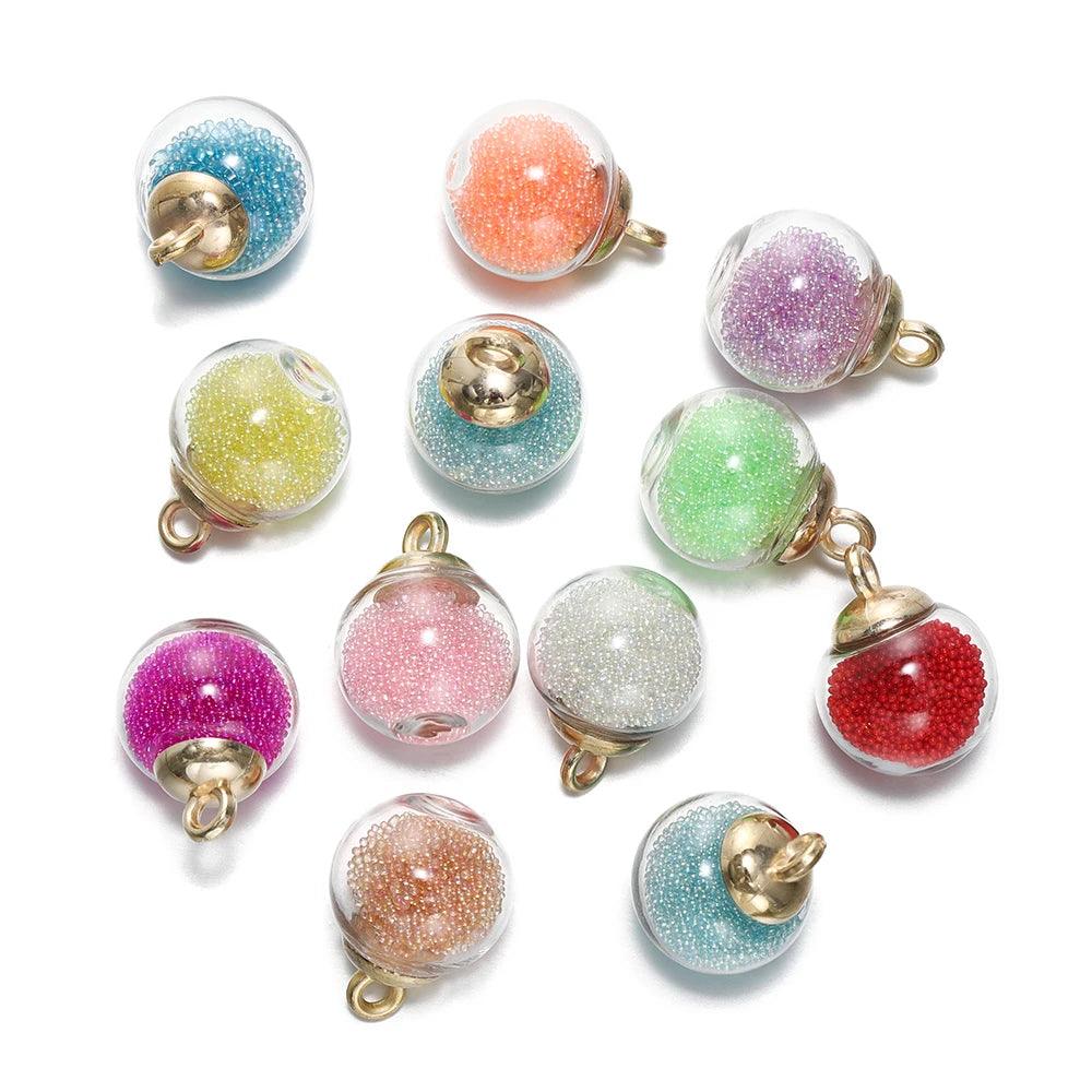 10Pcs Charms Quicksand Transparent Glass Ball 16mm Pendants Findings for Earrings Necklace Pendant DIY Jewelry Making Supplies