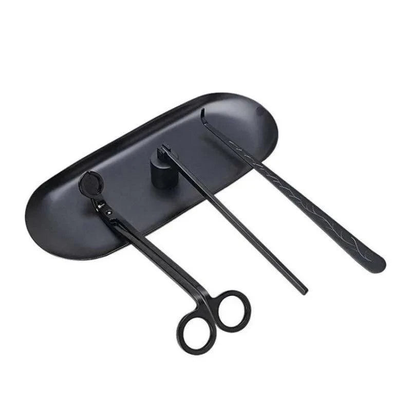 Candle Extinguishing Tool Black Metal Candle Extinguisher Candle Wick Trimming Scissors/hook/candle Tray/candle Nursing Tool - Winord