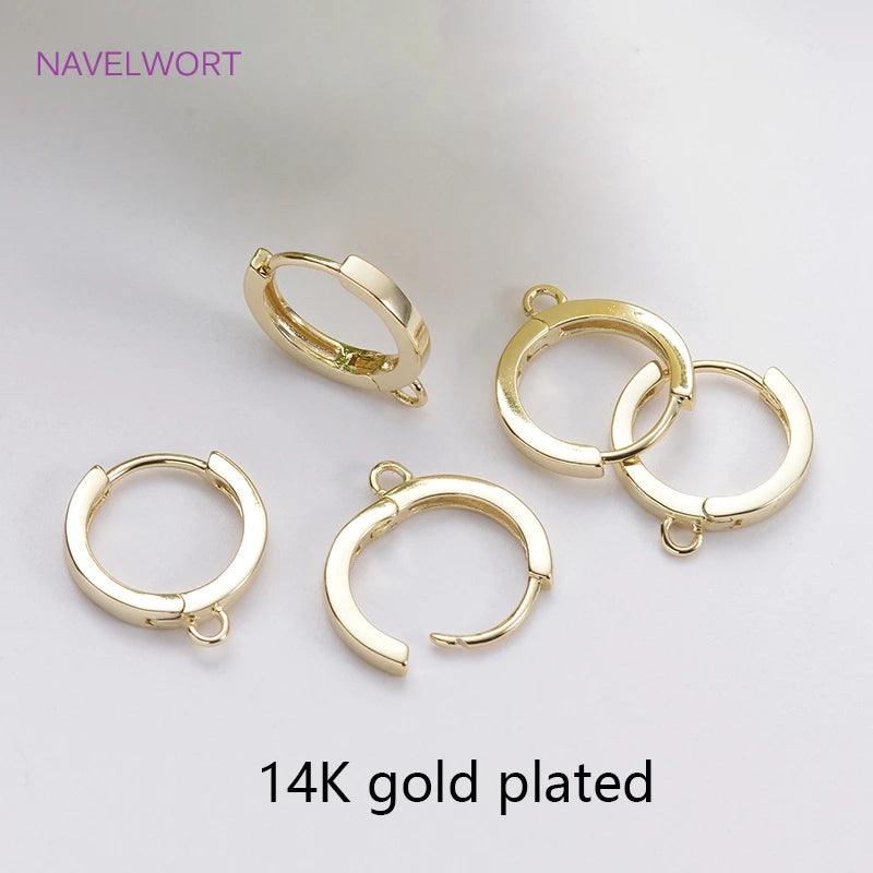 14K Gold Plated Round Hoop Earring Clasps Fitting Base Findings,Clasp For Earrings,DIY Jewelry Making Accessories Wholesale