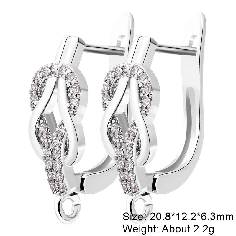 Juya 18K Gold Plated Copper Material Anti-Allergy Earwire Fixture Earring Hook Clasps For DIY Women's Earring Making Accessories