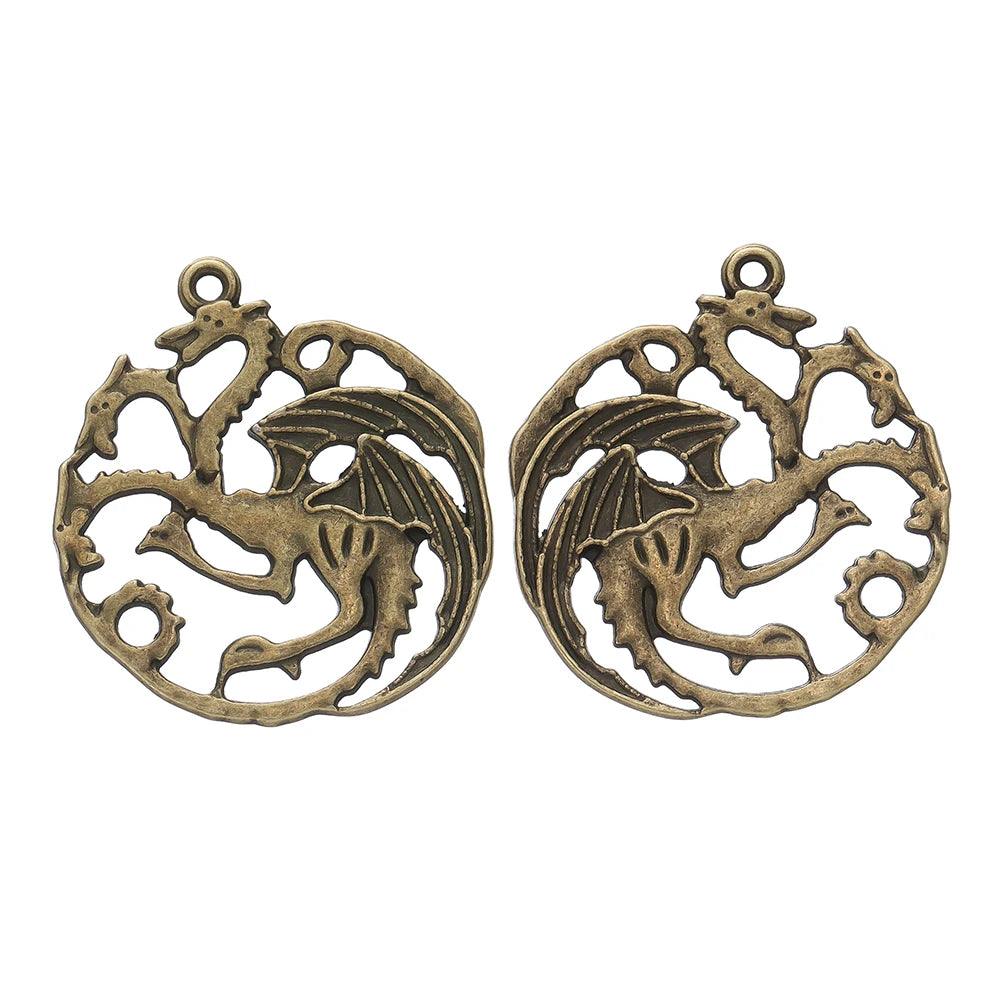 5pcs/lot Retro Style Alloy Dragon Pendants Punk Bracelet Metal Charms For DIY Necklace Crafts Jewelry Making Accessories