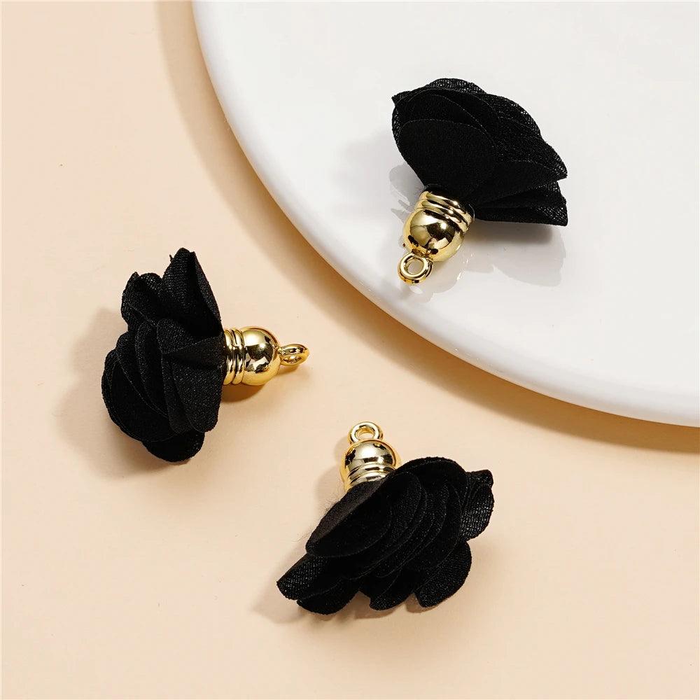 10Pcs/Lot Fabric Flower Tassel Pendants for Jewelry Making DIY Bracelet Earring Tassel Keychain Earring Making Accessories