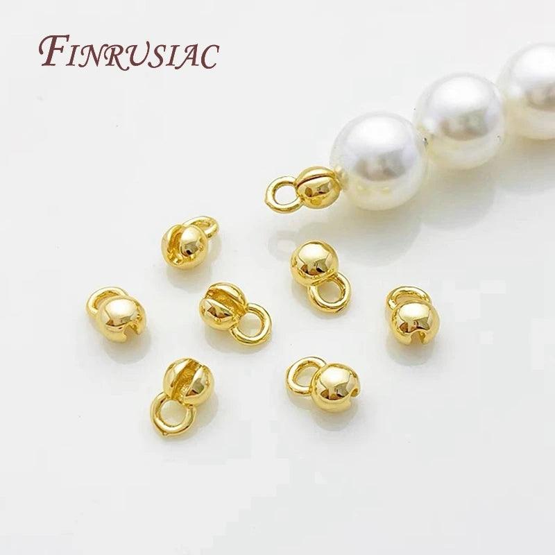 10/20 Pcs Clam Shell Bead Tip Ball Chain Connector 18K Gold Plated Crimp End Bead Findings DIY Bracelets Jewelry Making Supplies