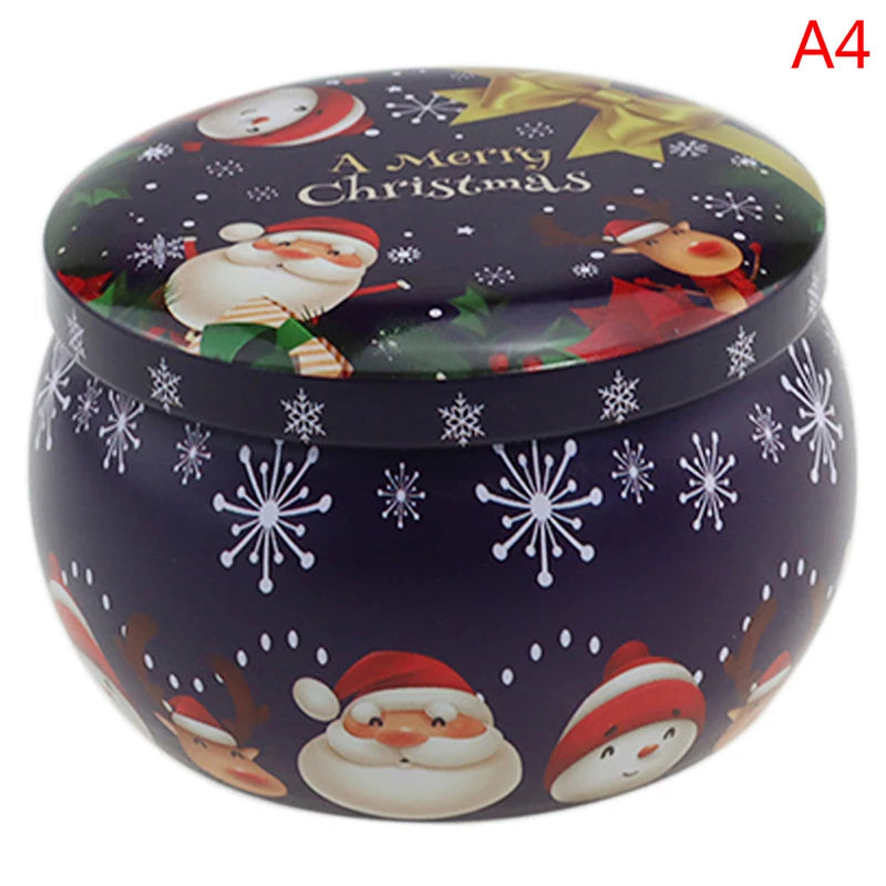 Portable Travel Christmas Aromatherapy Candle Jar Christmas Scented Candle Tin Jar Portable Travel Soy Wax Plant Candle Gift Box