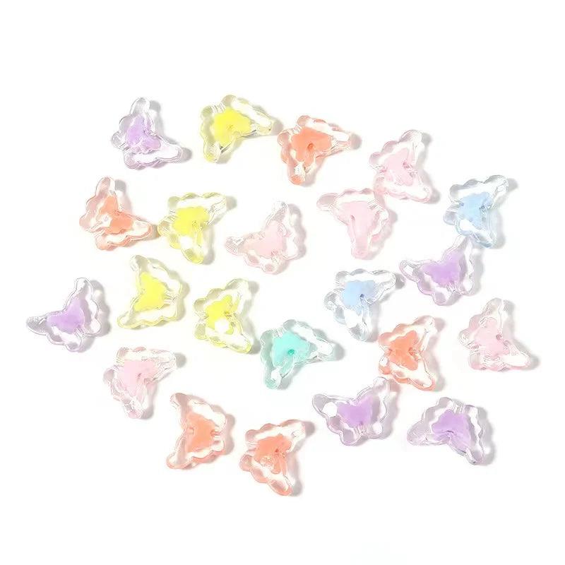 100pcs 12mm Sunflower Acrylic Beads Matte Transparent Mixed Color Spacer Beads Handmade Clipbook Bracelets Earrings Summer Jewel
