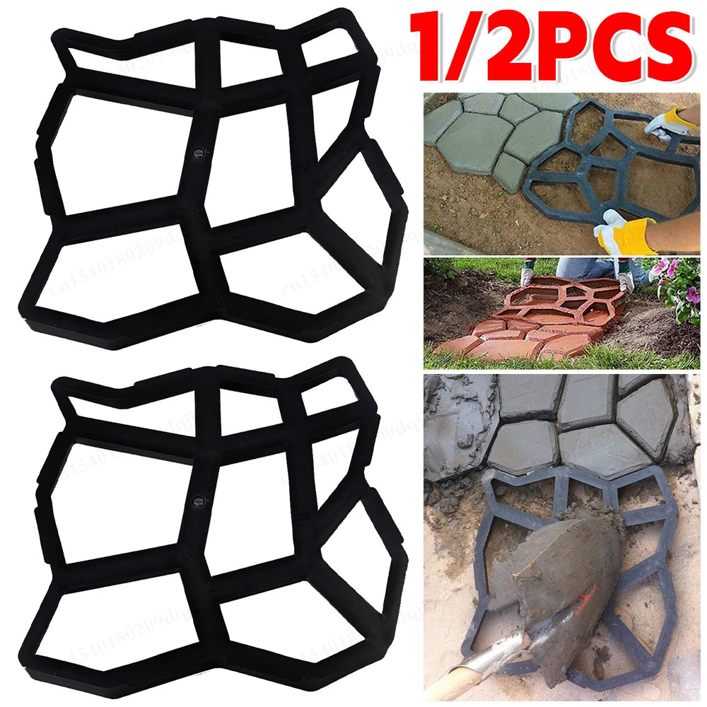 DIY Path Maker Paver Molds Stone Brick Concrete Mold Concrete Cement Walk Garden Path Paving Paver Reusable Patio Molds Paviment