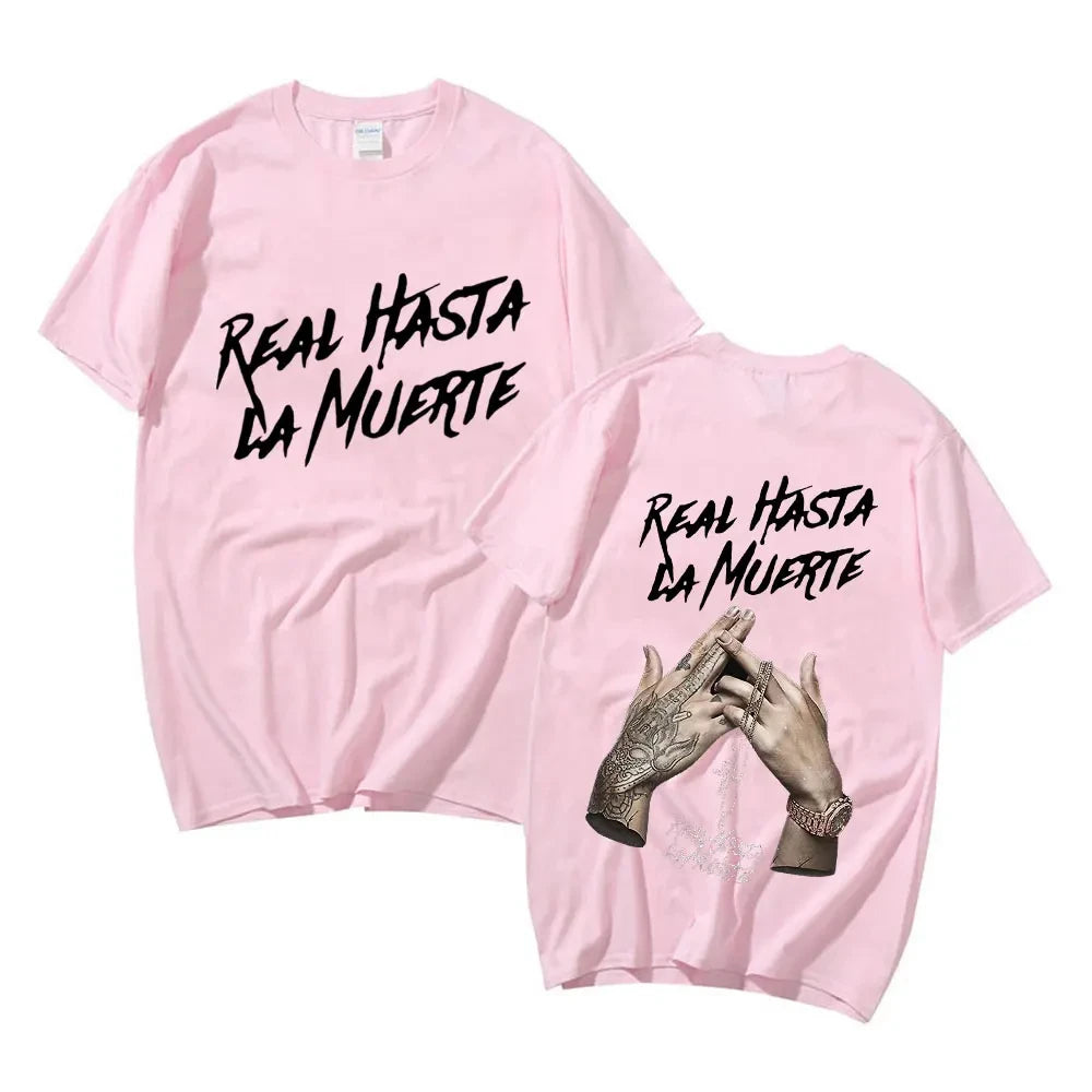 Limited Edition Anuel Aa Real Hasta La Muerte Graphic Oversized Tee for Men and Women Cotton Hip Hop Short Sleeve T Shirt