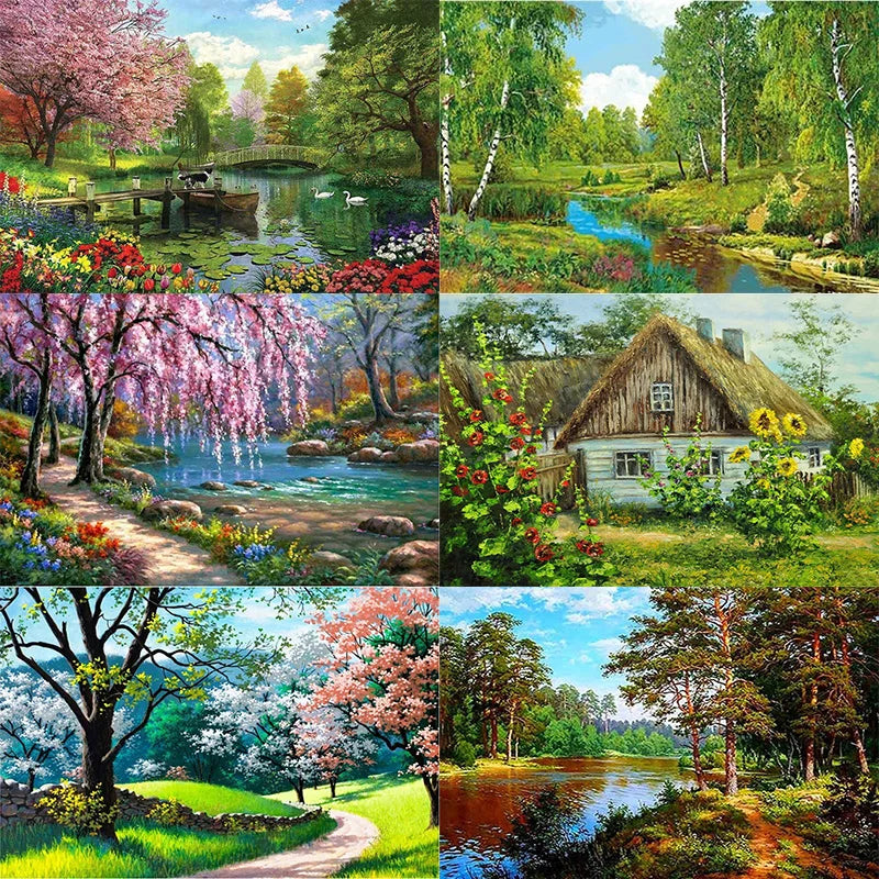 5D DIY Diamond Painting Scenery Full Round/Square Diamond Embroidery Mosaic Landscape Cross Stitch Home Wall Art Decoration Gift