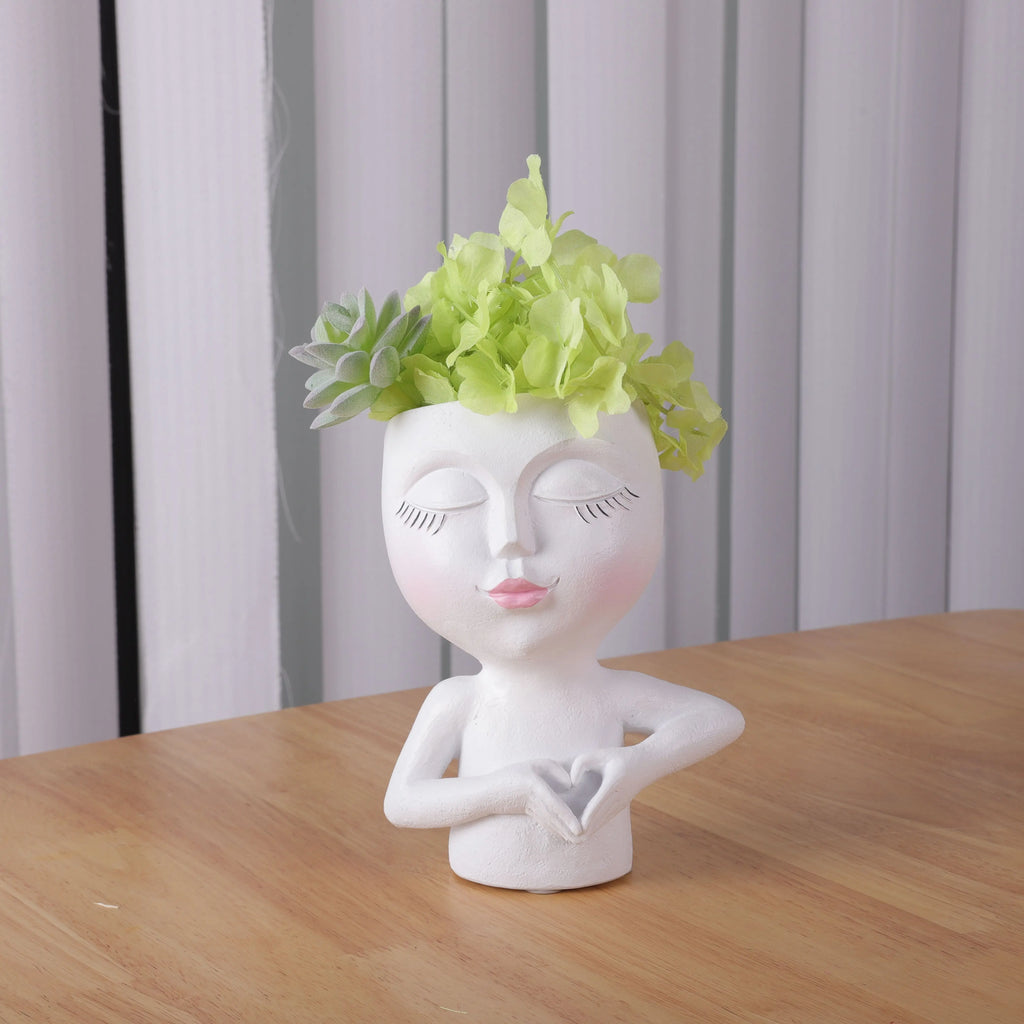 Girls Face Head Flower Planter Succulent Plant Flower Container Pot Flowerpot Home Decor Tabletop Ornament Garden Decoration
