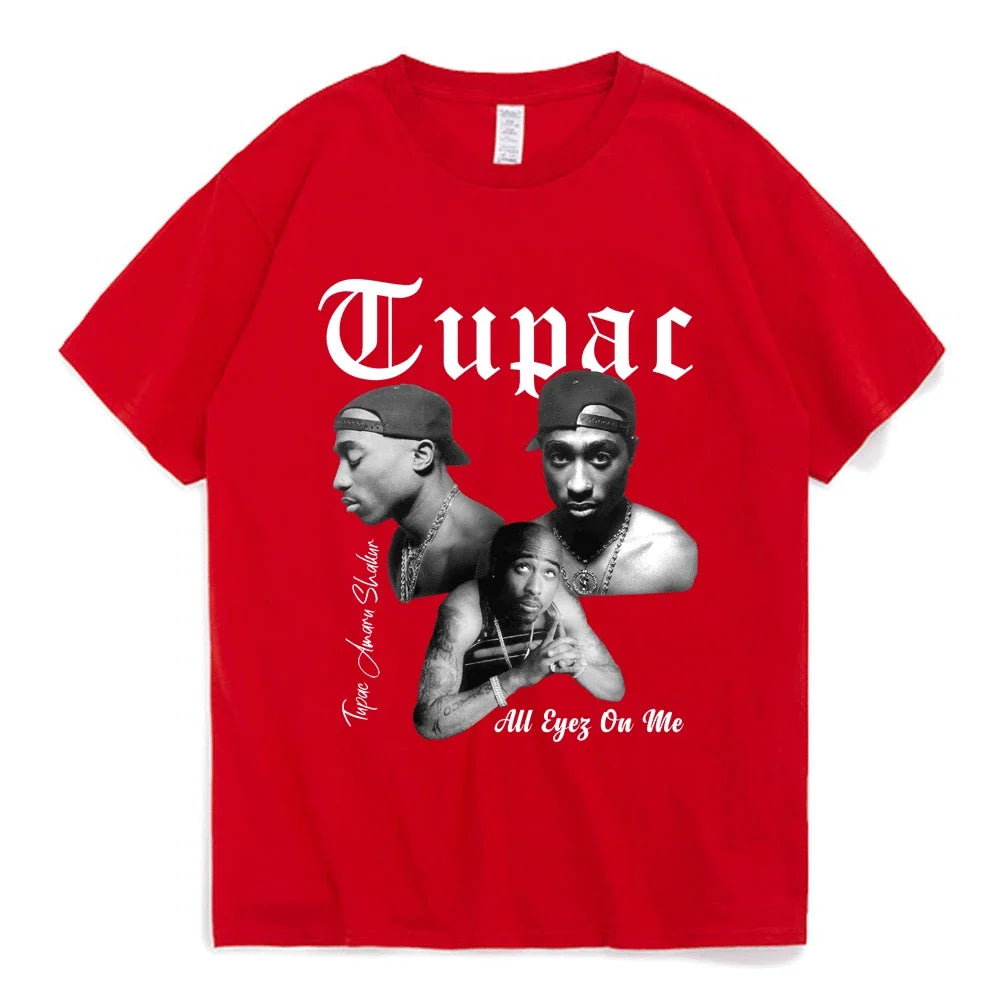 Women’s Cartoon Rapper Tupac 2Pac Graphic Print T Shirt Short Sleeve Casual Tee