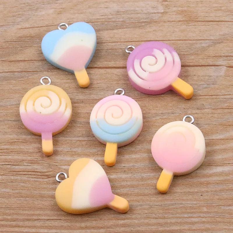 10Pcs 37 Styles Mix Fruit Animals Popsicle Candy Resin Earring Charms Diy Findings Keychain Bracelets Pendant For Jewelry Making