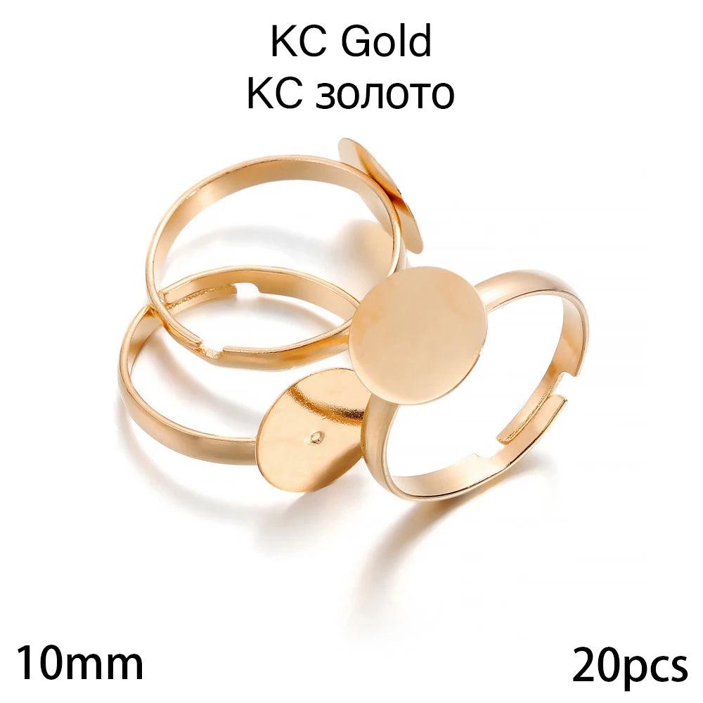 20-40Pcs/lot 7-10mm Metal Adjustable Blank Rings Setting For DIY Handmade Ring Jewelry Making Finding Supplies Accessories
