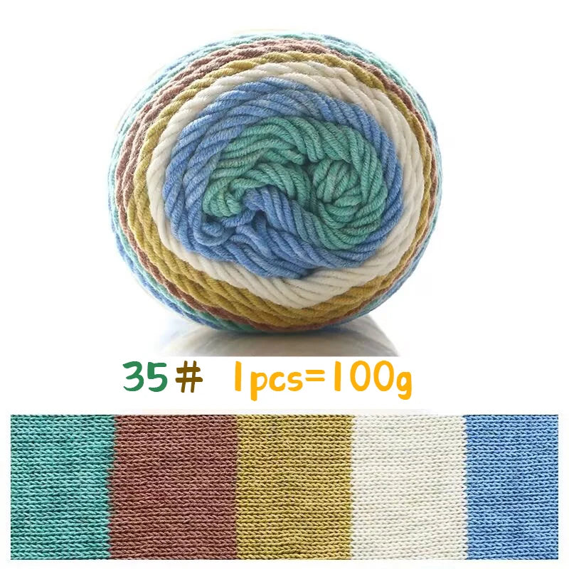 Rainbow Colorful Cotton Yarn Ball For Handwoven Projects