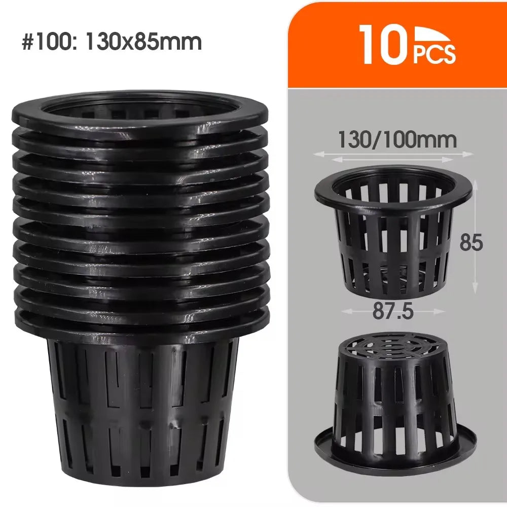 10PCS Greenhouse Black Plastic Slotted Mesh Cup Hydroponics Pot Bucket Basket Net Heavy Duty Container Aquaponics Orchids Planti