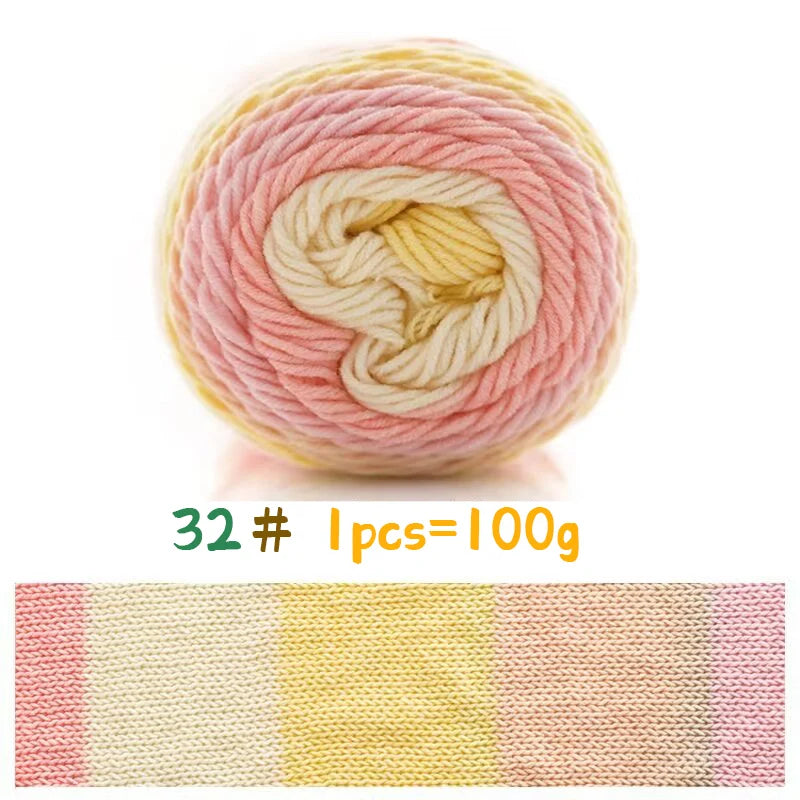 Rainbow Colorful Cotton Yarn Ball For Handwoven Projects