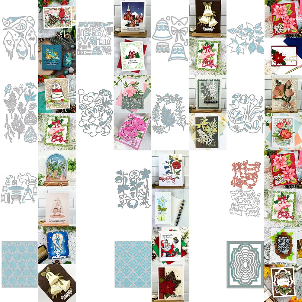 Elegant Flower Blossom Metal Cutting Dies Layered Frame Background Mould Knife for DIY Scrapbooking Christmas Card Craft Making