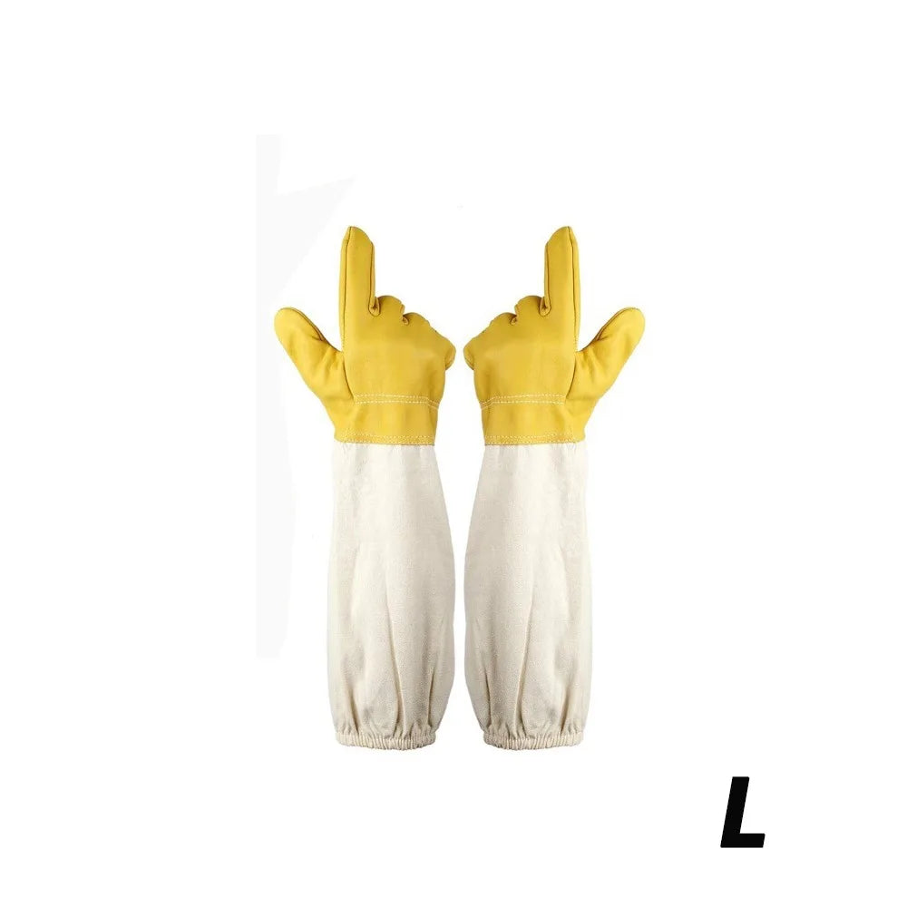 1 Pair Safe Professional Beekeeping Gloves Anti-sting Anti-bee Canvas Sheepskin Gloves Apiculture Protect Beekeeping Tools