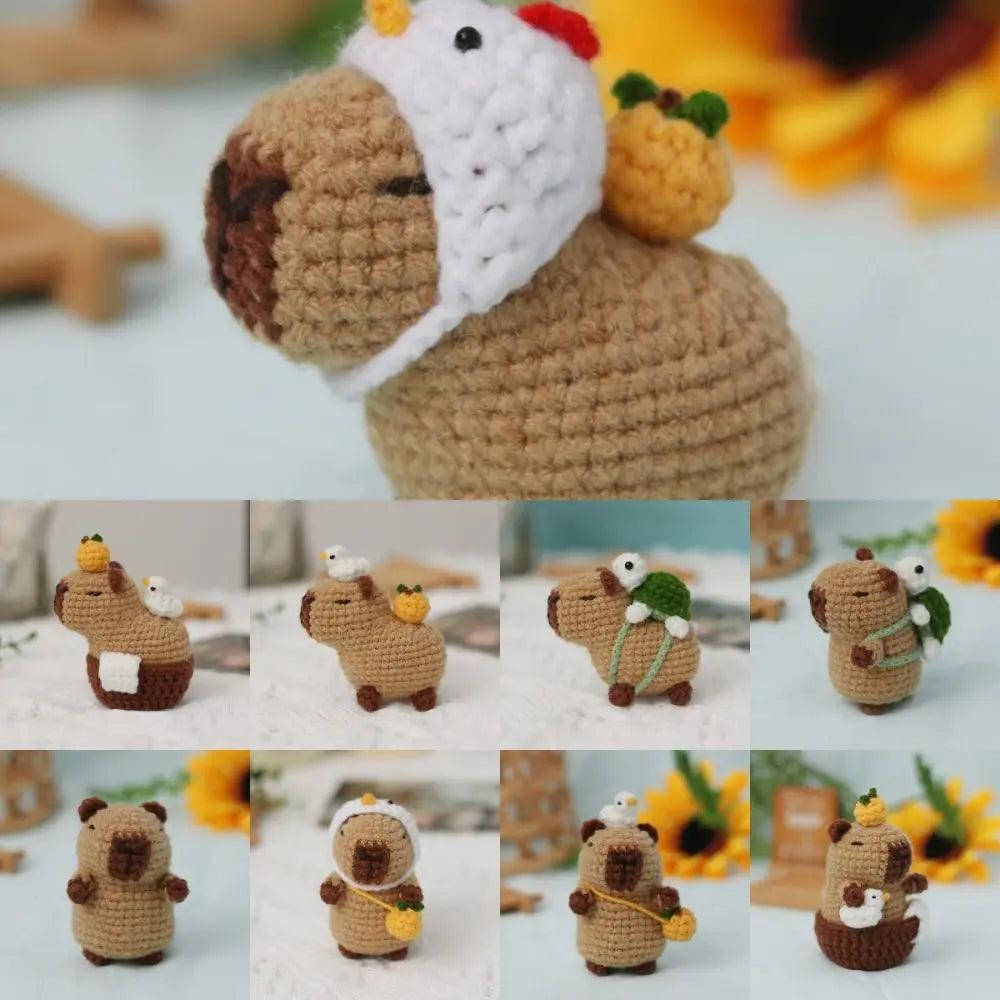 1PC Cute Beginner Crochet Stuffed Animal Kit Handmade with Crochet Hooks Capybara DIY Crochet Kit DIY Set Guinea Pig Yarn Set