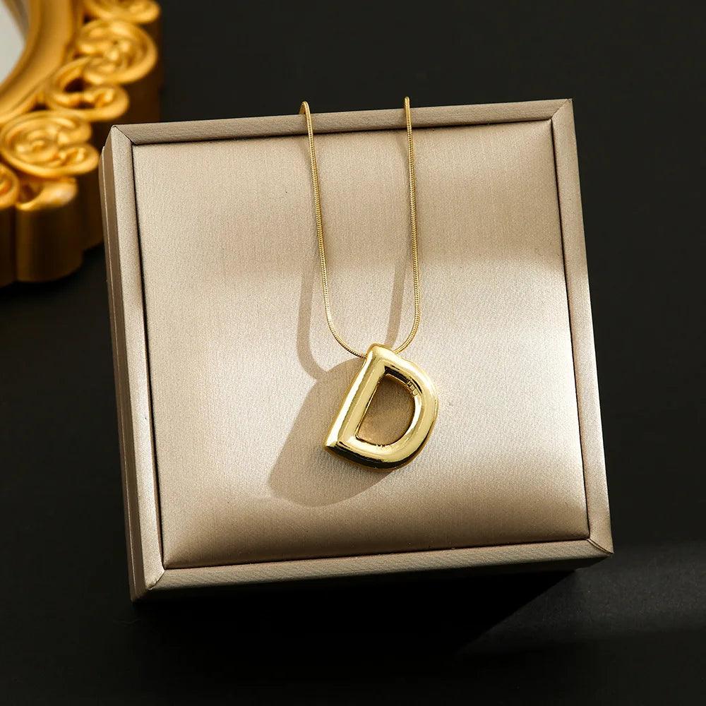 Hot Sale Stainless Steel 26 English Alphabet Necklace Pendant All-match Simple Clavicle Chain Jewelry