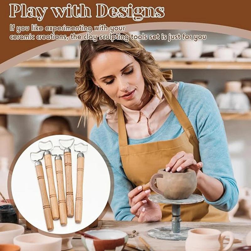 5 Pcs Shaping Crafting Tools Pottery Handle Shaping Tools Tea Cup Water Glass Handle Carving Scraper DIY Ceramic Pot