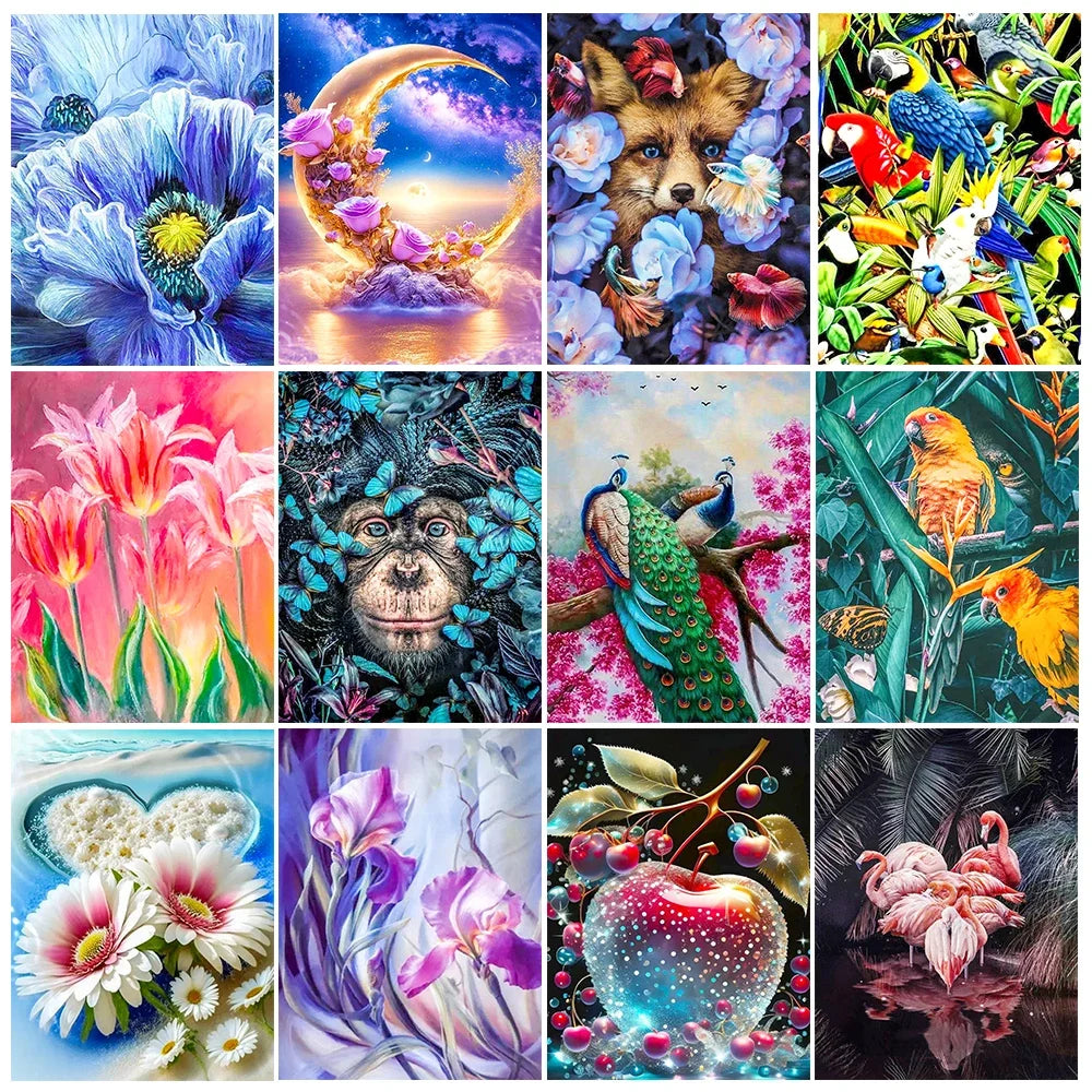 5D DIY Diamond Painting Landscape Pictures Flower Mosaic Art  Animal Full Round Cross Stitch Kit Rhinestone Home Decoration Gift