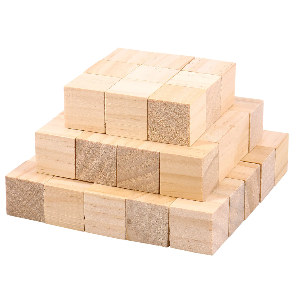 50 Pcs Wood Blocks for Craft Pine 1 Inch Square Blocks DIY Unfinished Wood Craft Cubes Natural Wooden Blocks Wooden Cubes