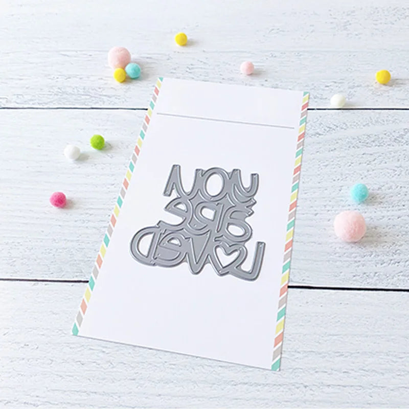 Scalloped Round Love Heart Dialogue Frame Metal Loveya Words Cutting Dies for DIY Scrapbooking Valentine Day Decor Paper Cards
