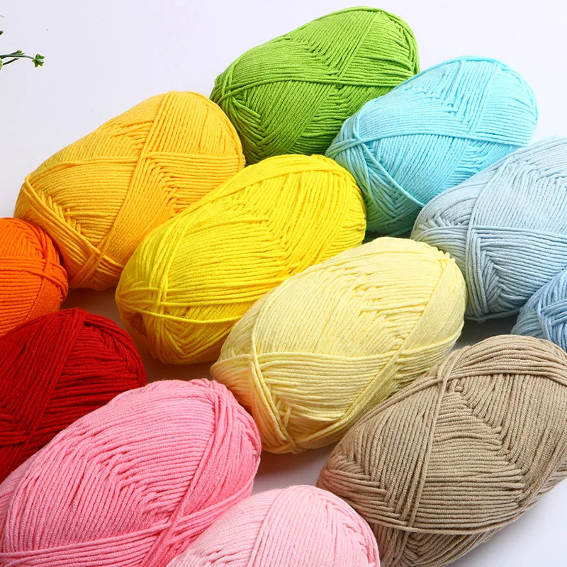 4ply Milk Cotton Knitting Yarn Set for Crochet Crafts and DIY Projects