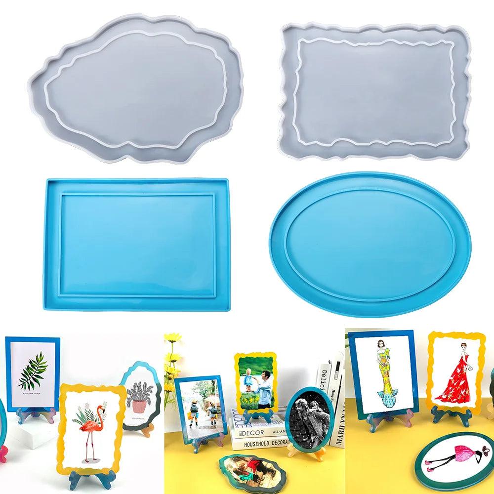 Rectangle Photo Frame Silicone Mold Oval Shape Ornaments Epoxy Resin Mould for DIY Epoxy Resin Mold Crafts Table Home Decoration