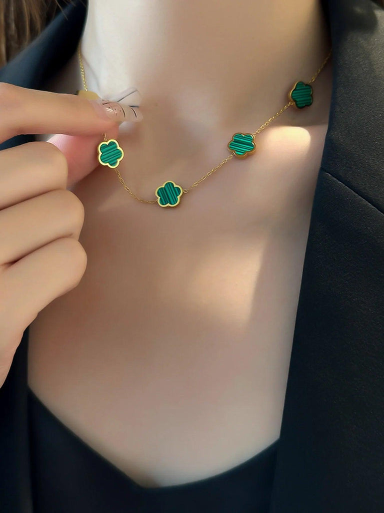 Lucky Clover 18K Gold Plated Clover Necklace for Women Fashion Cute Simple Jewelry Clover Good Luck Necklace Gift