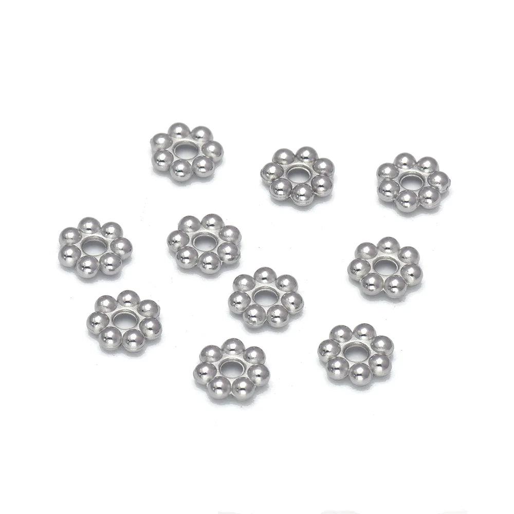 Stainless Steel Daisy Spacer Beads Mini Snowflake Spacer Charms for Jewelry Making DIY Bracelets Necklace and Crafting