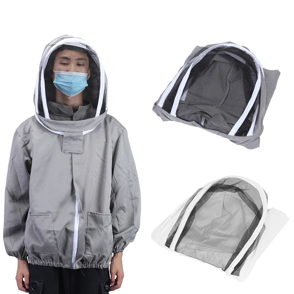 Beekeeper Supplies Beekeeping Protective Veil Jacket Bee Suit Smock with Double Zippers Beekeeper Accessory Beekeeping Clothing