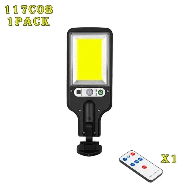 Powerful COB Sensor Street Lamp Outdoor Waterproof Security Solar Lamps for Garden Patio Path Remote Control Light Plant