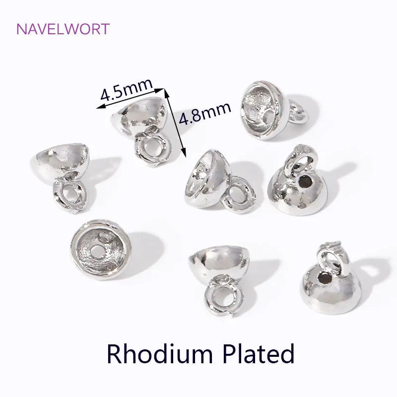 4.5/6MM 18K Gold Plated Brass Pearl Bracelet Ends Connector With Loop,Jewelry End Caps,For DIY Jewelry Making Accessories