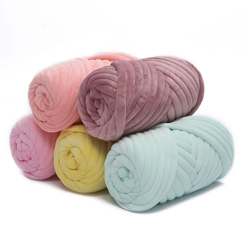 500g Super Velvet Chunky Yarn Thick Bulky Giant Thread White Bag for Hand Knitting DIY Arm Soft Big Blanket Carpet