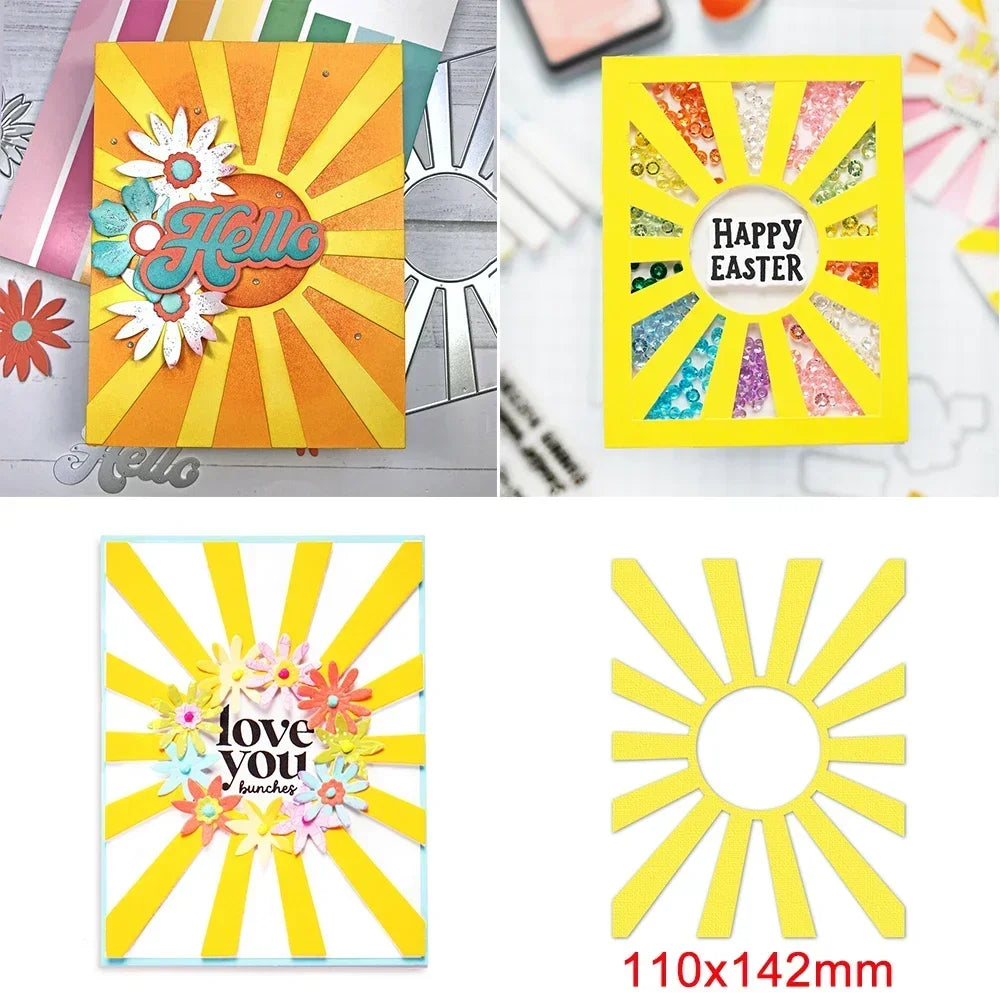 Wavy Sun Bold Curves Metal Cutting Dies Balloon Arched Stacked Pocket Book Frame Die Cut Set for DIY Scrapbooking Crafts