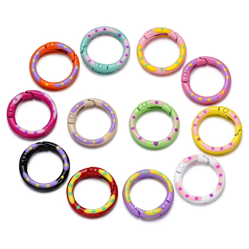 5pcs/lot Multicolor Metal Round Ring Spring Clasp Carabiner Keychain Clips Hook Dog Chain DIY Jewelry Buckle Connector Supplies