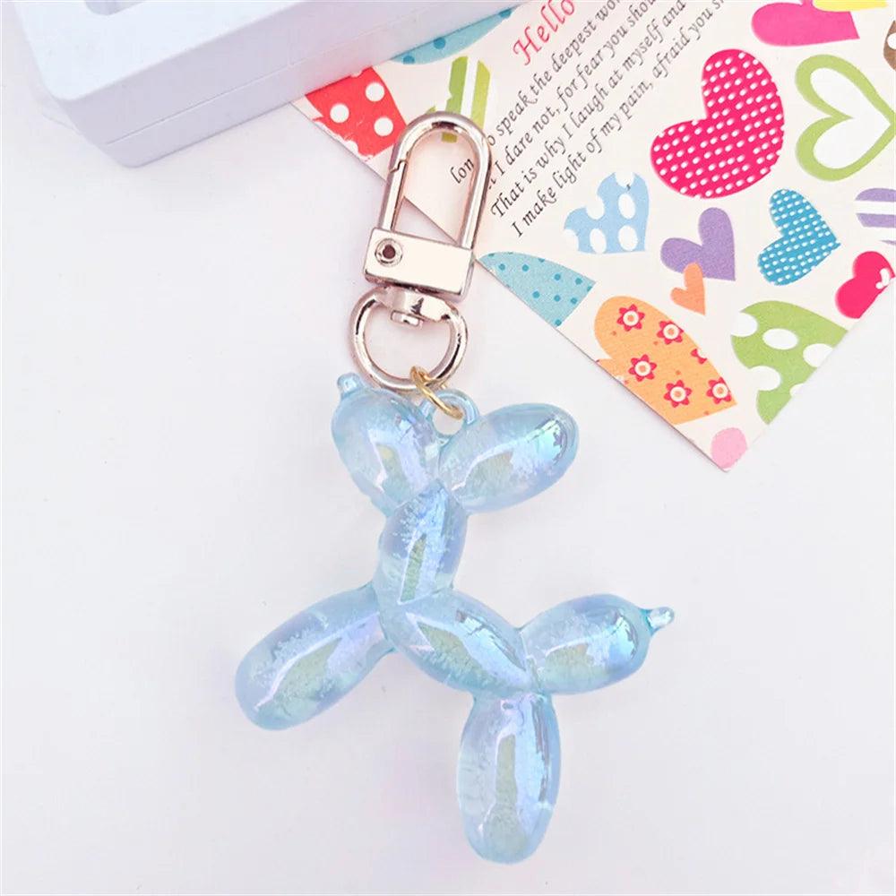 Kawaii Balloon Dog Acrylic Keychains Y2k Car Key Chains Jewelry Cute Bag Pendant Trinket Accessories Decoration Couple Gift