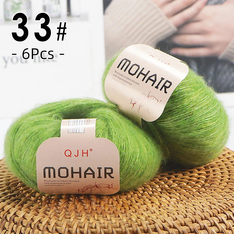 6PCS Soft Mohair Yarn Knitting Angora Yarn for DIY Projects Fluffy Lace Yarn for Sweaters Scarves and Shawls 25g Each