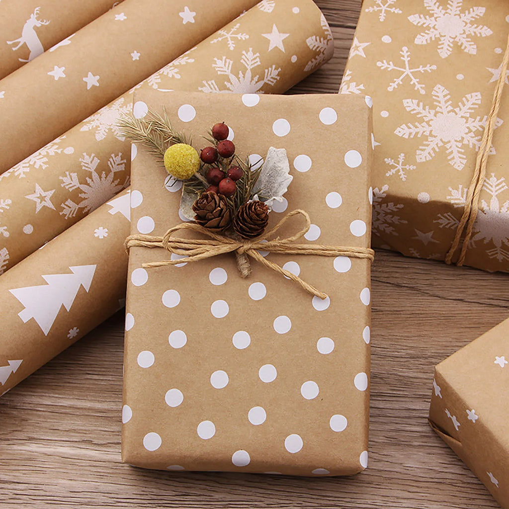 1PCs 44x100cm Single-sided Merry Christmas Party Gifts Wrapping Paper 2024 New Year Classic Patterns Box Decoration Navidad