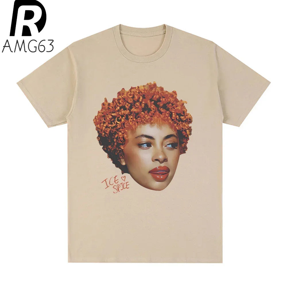 Rapper Ice Spice Graphic T Shirt for Men and Women in Hip Hop Street Style Casual Summer Fashion