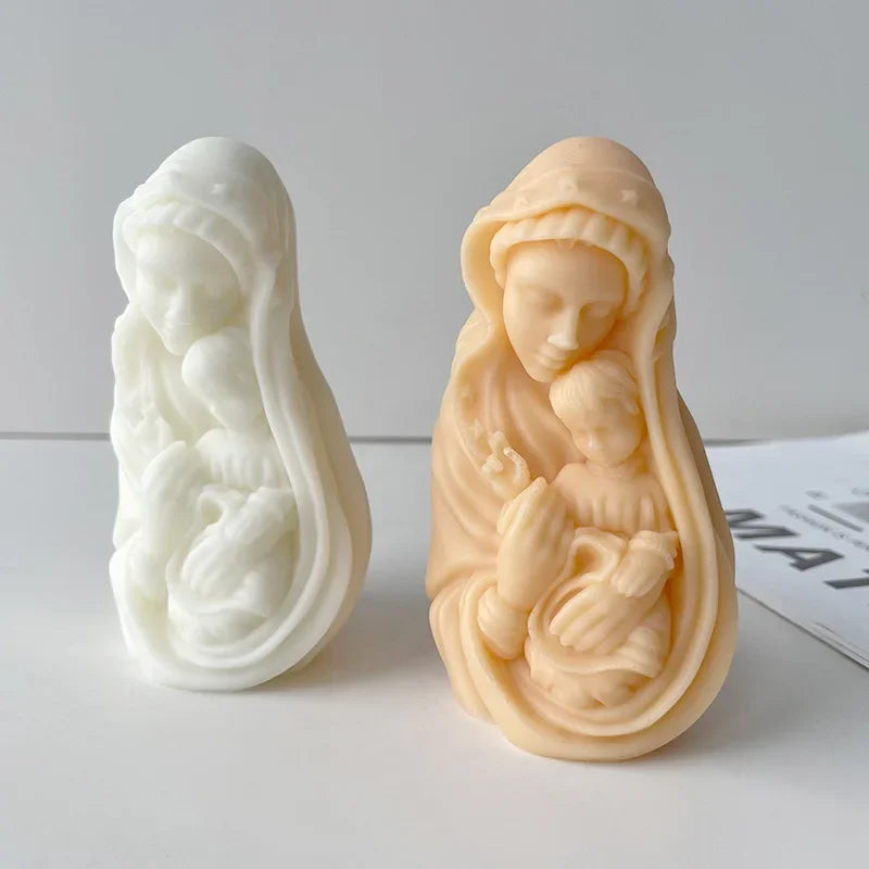 3D Mother Holding Baby Candle Silicone Mold DIY Handmade Aromatherapy Candle Making Plaster Resin Soap Mould for Desk Decoration