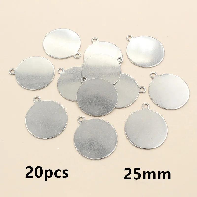 20-200pcs 6-25mm Stainless Steel Round Coin Charms Pendant DIY Jewelry Making Accessories Fingings for Necklace Bracelet