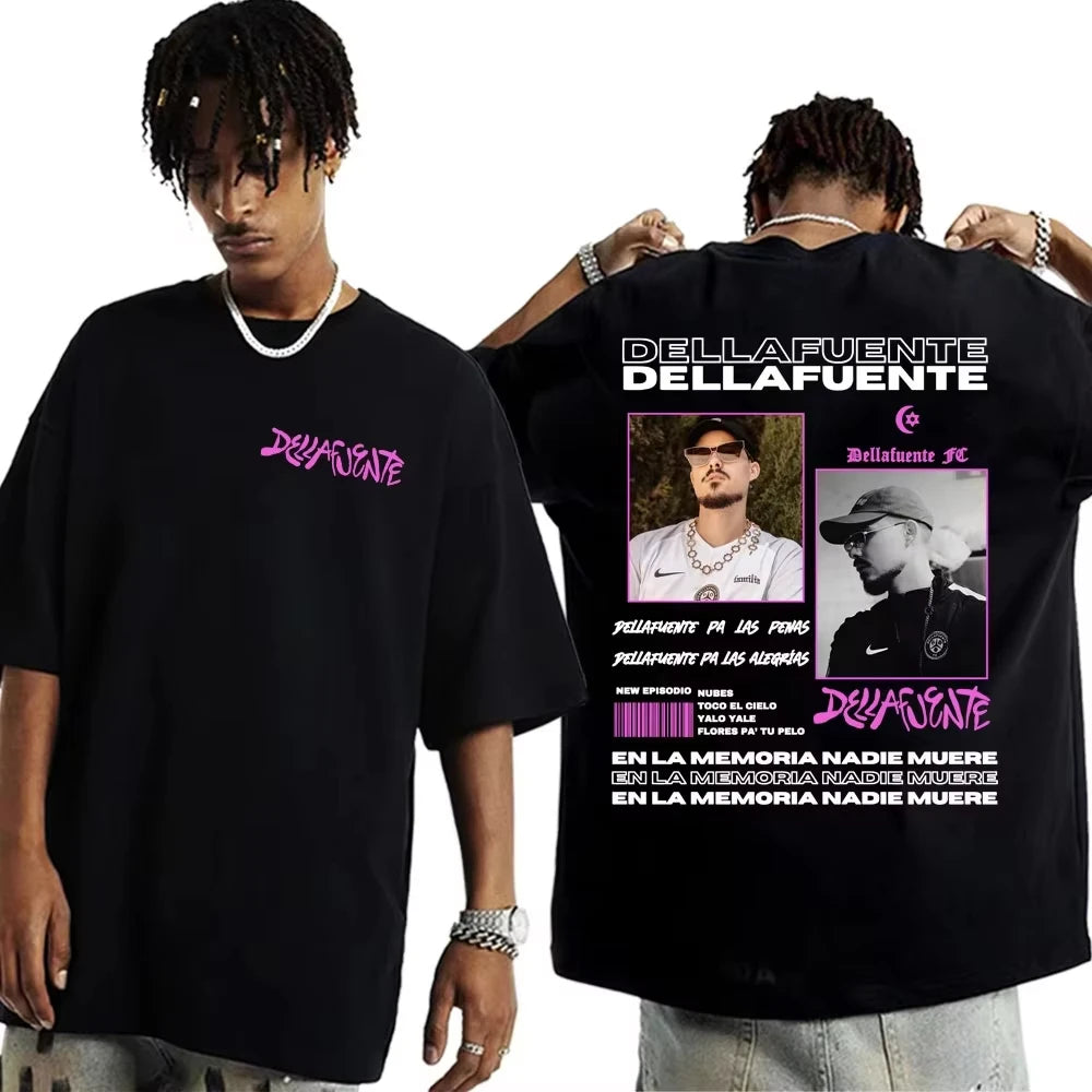 Rapper Dellafuente Tour Cover Graphic Men Cotton Short Sleeve T Shirts Harajuku Hip Hop Punk Oversized Casual Sports Unisex Tops