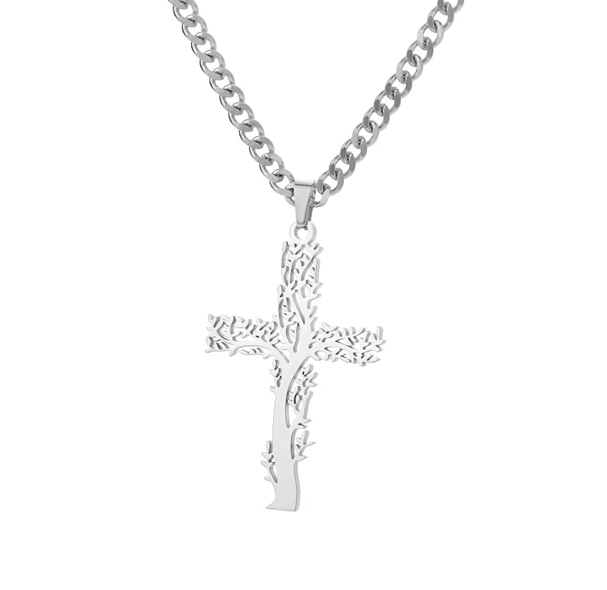 Goth Cross Jesus Pendant Necklace for Women Stainless Steel Luxury Necklace Trend Couple Jewelry collares mujer free shipping