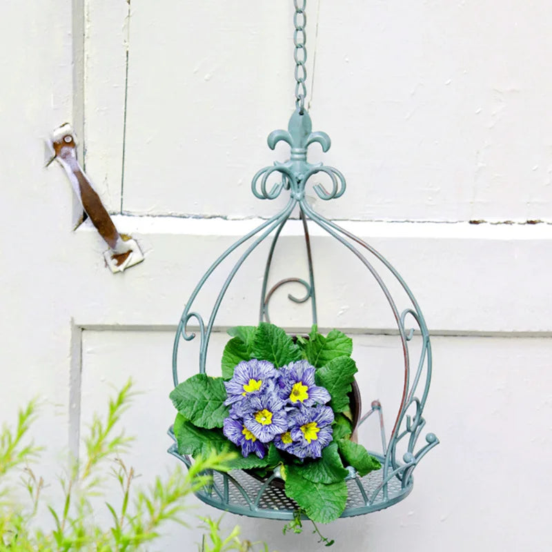 European style iron hanging basket indoor balcony hanging hanging basket outdoor garden courtyard succulent flower pot rack