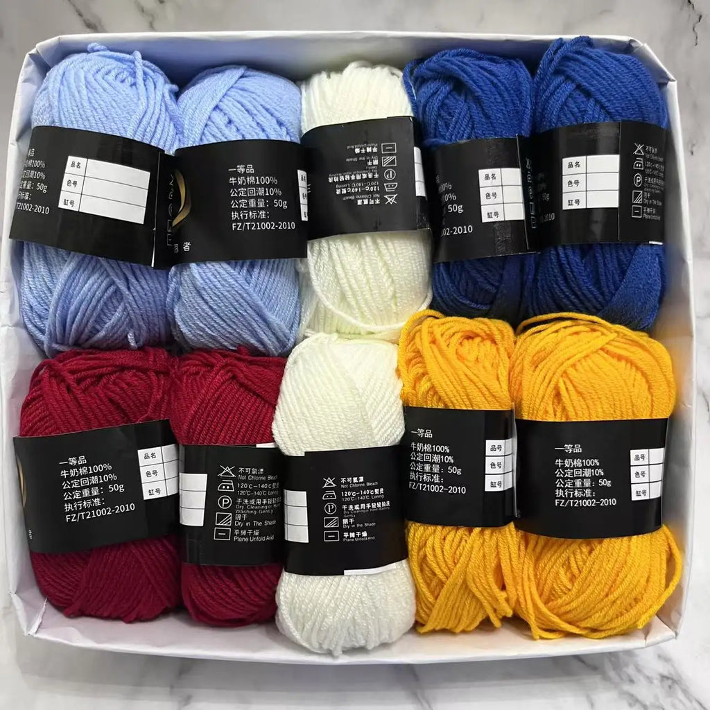 10 Balls Milk Cotton Yarn 500g Knitting and Crochet Wool Cotton Yarn DIY Craft Pack