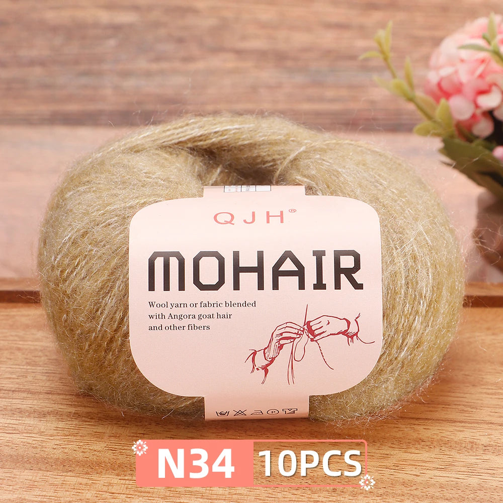 Soft Mohair Crochet Yarn Set 10 Pcs For DIY Knitting